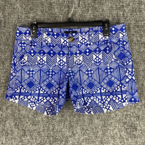 American Eagle Shorts Womens 4 Blue Midi Chino Stretch Casual 5" Aztec Southwest - Picture 1 of 8